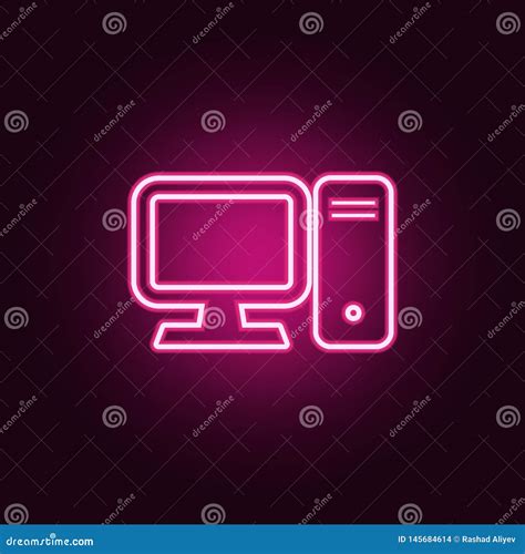 Desktop Computer Icon. Elements of Web in Neon Style Icons Stock ...