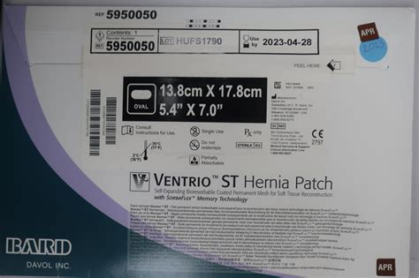 New Bard 5950050exp Ventrio St Hernia Patch Self Expanding