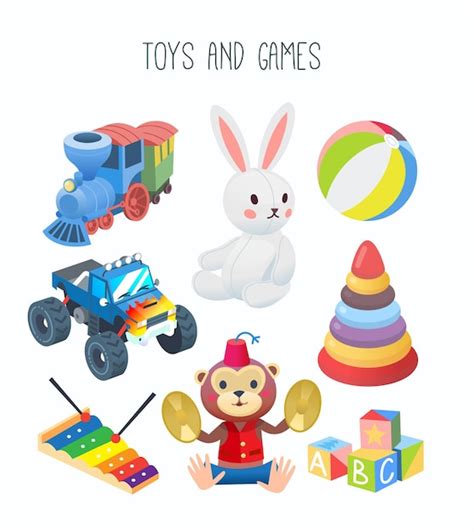 Premium Vector | Collection of colourful toys and games for children ...