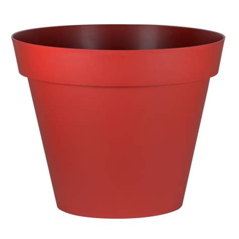 Pot De Fleur Rond Xl Eda Toscane Plastique H Cm L Rouge