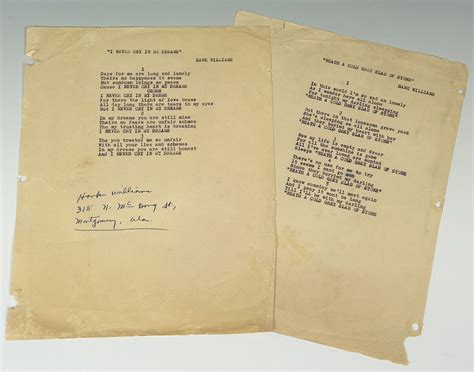 Lot 733: Hank Williams Sr signed song lyrics, 1 unpublished