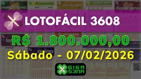Lotofacil 3608 - Sorteio do concurso da Lotofácil 3608 pagará R$ 1.800.000,00 no dia 07 ...