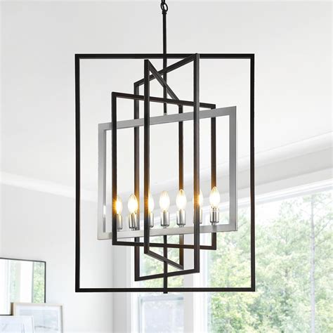 7 Light Lantern Pendant Light Fixtures Rustic Industrial Farmhouse Foyer Lighting Fixtures