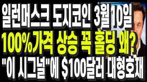 비트코인 리플 도지코인 이더리움 일런머스크 도지코인 3월10일 100가격 상승 꼭 홀딩 왜 이 시그널에 100달러 대형