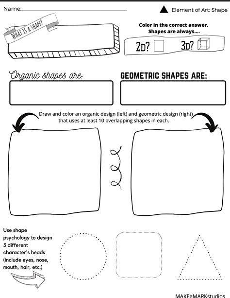 element of art shape worksheet » Make a Mark Studios