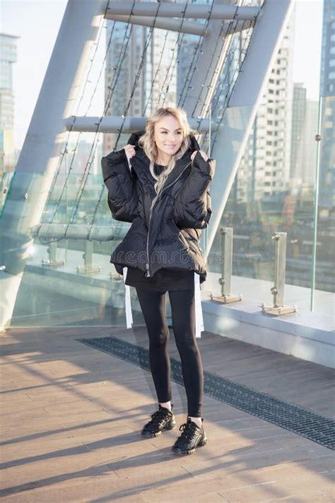 Beautiful Blonde Dressed In A Warm Jacket And Pants Stock Image Image