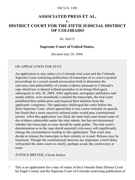 Associated Press V District Court For The Fifth Judicial District Of