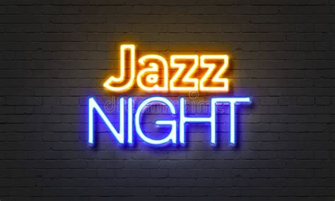 Jazz Night Neon Sign On Brick Wall Background Stock Illustration