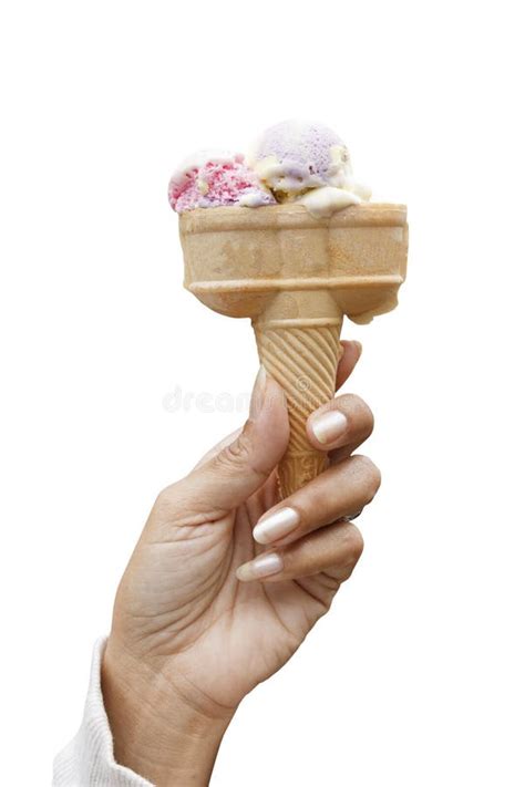 Women Hand Holding Ice Cream Cone Stock Photo Image Of Isolated Food