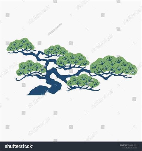 Japanese Style Pine Tree Illustration Stock Vector (Royalty Free ...