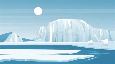 Antarctic Landscape Vector Illustration Cartoon Frost Nature Scenery