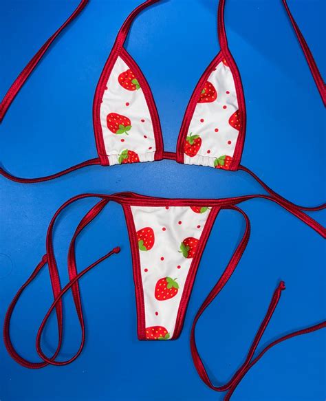 Microkini Bikini Exotic Dancewear Strawberries Etsy