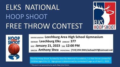 Annual 2023 Elks Hoop Shoot Contest Apollo Ridge Middle School