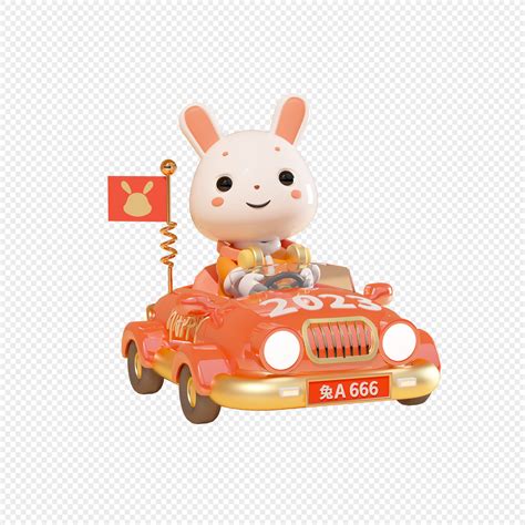 C4d Rabbit Year Cartoon Rabbit Car Model Free PNG And Clipart Image For ...