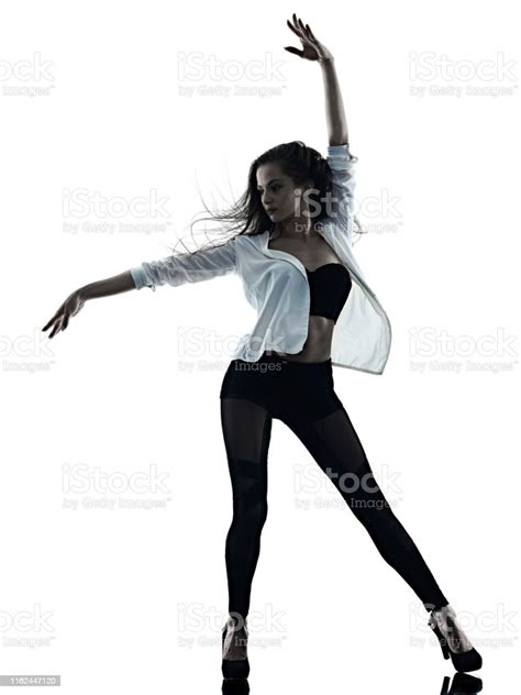 Young Woman Modern Ballet Dancer Dancing Isolated White Background