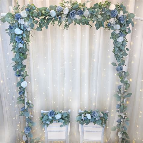 Dusty Blue Wedding Arch Flowers Wedding Backdrop Flower Etsy