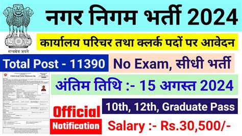 नगर नगम भरत 2024 nagar nigam bharti 2024 new vacancy 2024