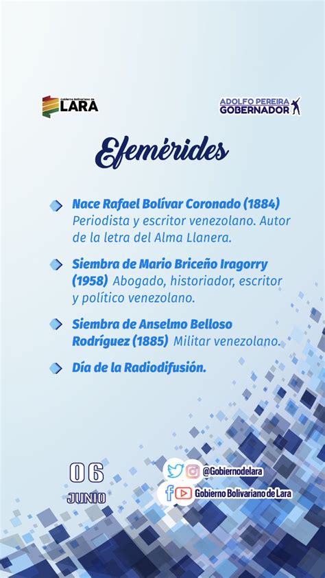 gobiernodelara on Twitter 6Jun Feliz Martes Efemérides