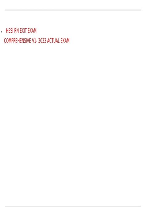 Hesi Rn Exit Exam Comprehensive V1 2023 Actual Exam Hesi Rn V1