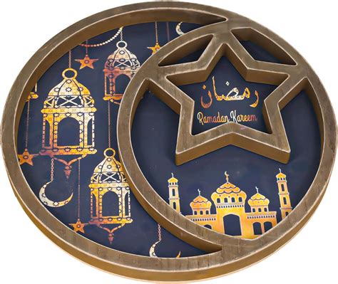 Eid Mubarak Tray Ramadan Wooden Crescent Serving Tray Ramadan Party