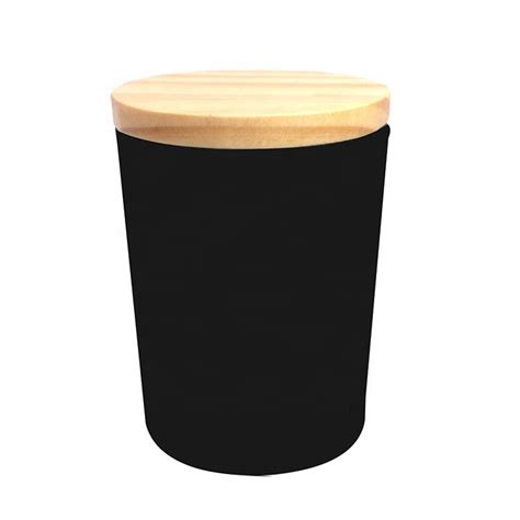 9oz Matte Or Frosted Black Glass Candle Jar With Wooden Lid For For Candle Making High Quality