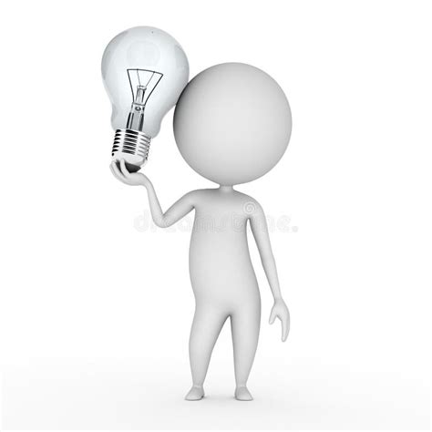 3d Man Thinking With Idea Bulb Above His Head Stock Illustration