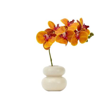 Nearly Natural 115 In Orange Artificial Phalaenopsis Orchid Floral