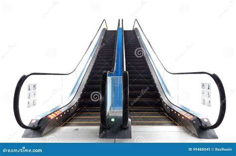 Escalator Front View Angle Over White Stock Image Image Of Move