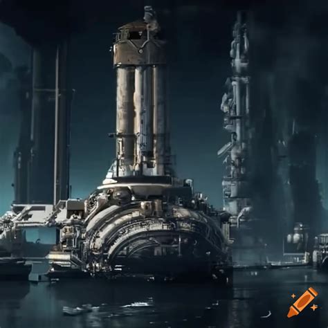 Nostromo Docking With A Refinery In Space On Craiyon