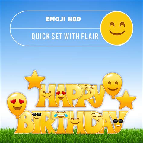 Emoji Happy Birthday Quick Set For Yard Decor Signway