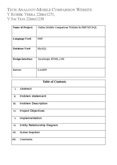Online Mobile Comparison Website Project (BRS1271 & BRS1238) - Studocu