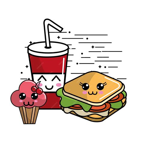 Premium Vector Kawaii Fast Food Icon Adorable Expression