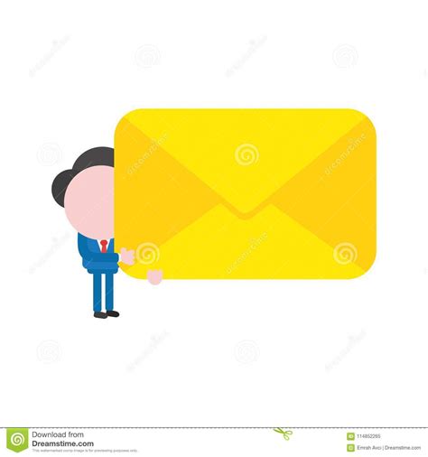 Vector Illustration Businessman Holding Closed Envelope Stock Vector