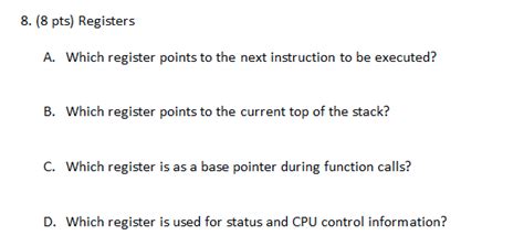 Solved Pts Registers A Which Register Points To The Next