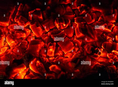 Red Hot Glowing Embers Of A Log Fire Stock Photo Alamy