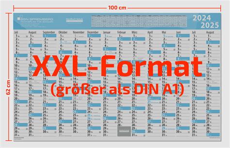 Schuljahres Wandkalender XXL Fuer Das Schuljahr 2024 2025 DIN A4