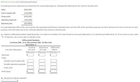 solved differential analysis   discontinued producta cheggcom