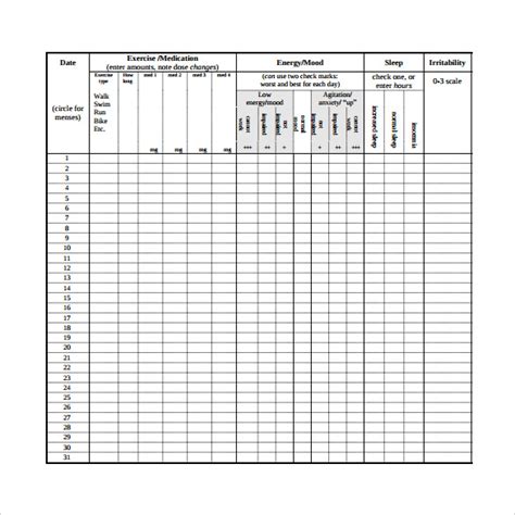 8 Sample Mood Chart Forms To Download Sample Templates