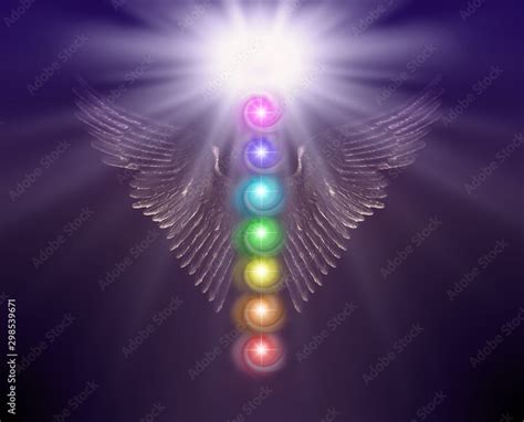 Angelic Sacred Healing Chakras Golden Shimmering Angel Wings With