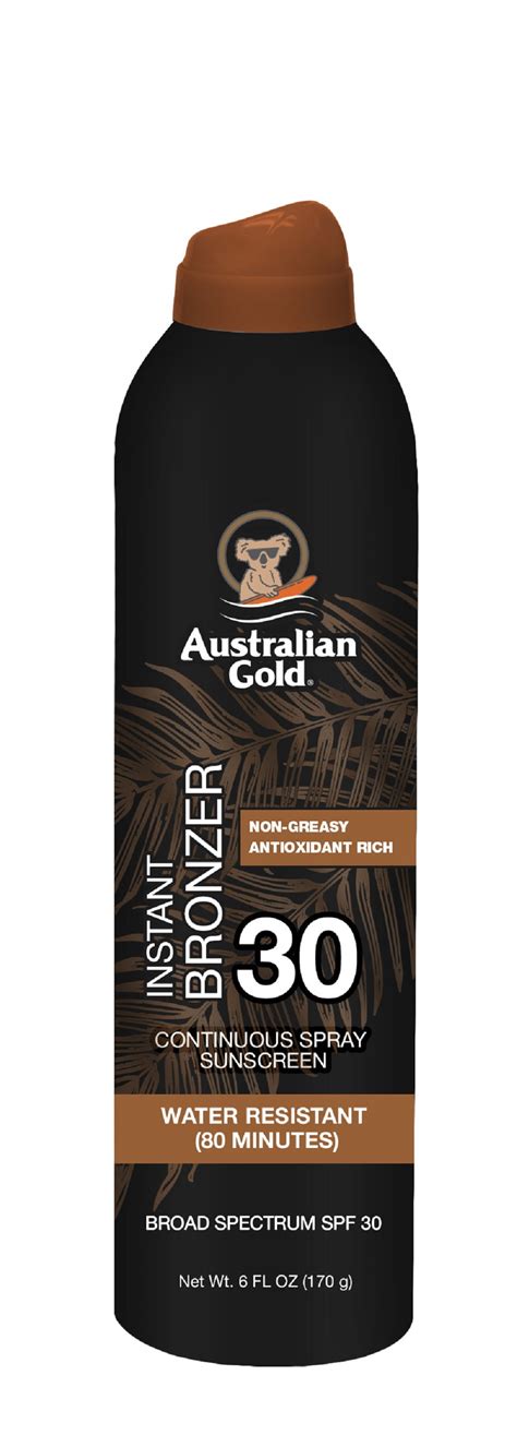 Australian Gold Spf Continuous Spray Sunscreen With Instant Bronzer