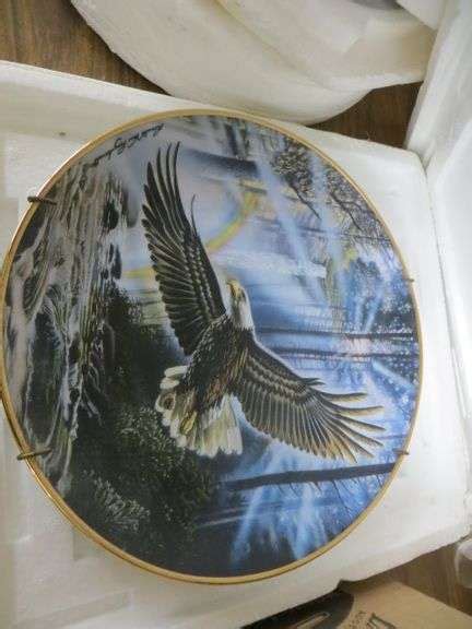 Assorted Eagle And Wolf Plates Pictures Lambrecht Auction Inc