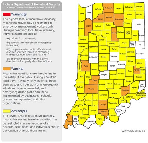 Indiana County Travel Advisories (Feb 7, 2022, 8:30 AM)