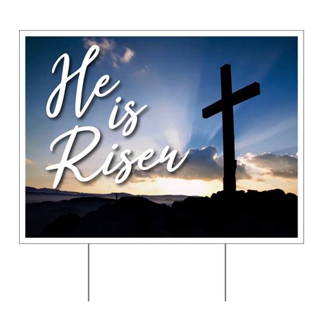 He Is Risen Yard Sign Religious Easter Sign Victorystore