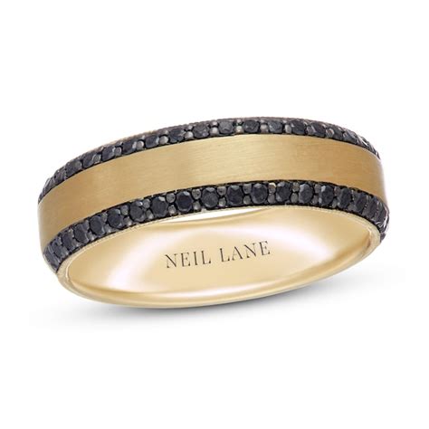 Neil Lane Mens Black Diamond Wedding Band 12 Ct Tw 14k Yellow Gold Kay