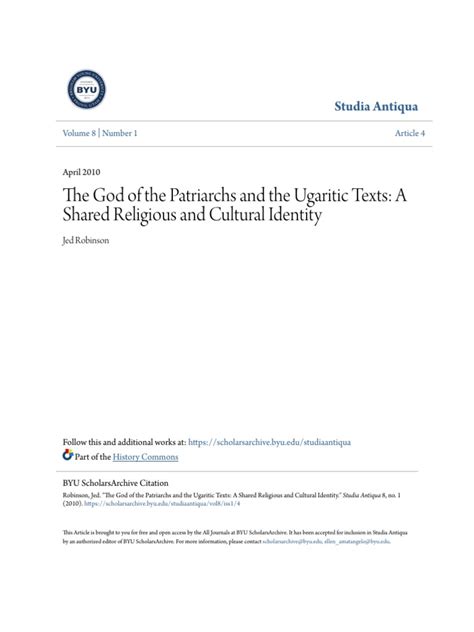 The God of The Patriarchs and The Ugaritic Texts | PDF | Yahweh | Canaan