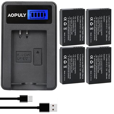 AOPULY LP E12 7 2V 1200mAh Rechargeable Li Ion Battery Kit For Canon