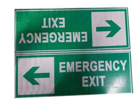 Rectangular White And Green Emergency Exit Sign Board For Safety At ₹ 150 Sq Ft In Mumbai