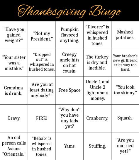 Thanksgiving Bingo