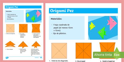 Origami pez Guía de trabajo Hecho por educadores