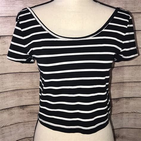 Mossimo Supply Co Tops Large Mossimo Black White Stripe Crop Top